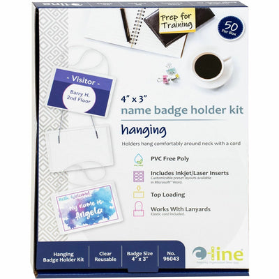 C-Line Hanging Style Name Badge Holders, Clear, 50 / Box, CLI96043