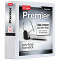 TOPS Cardinal Premier ONE-TOUCH Easy Open Locking Slant-D Rings Binder, White, 8 1/2" Width x 11" Length, CRD10330