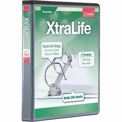 TOPS Cardinal Xtralife ClearVue Locking Slant-D Binder, Black, 8 1/2" Width x 11" Length, CRD26301