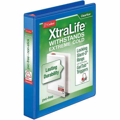TOPS Cardinal Xtralife ClearVue Locking Slant-D Binder, Blue, 8 1/2" Width x 11" Length, CRD26302