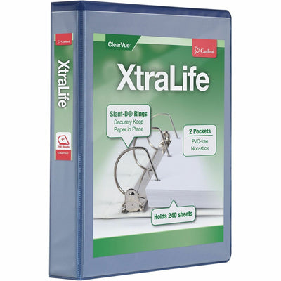 TOPS Cardinal Xtralife ClearVue Locking Slant-D Binder, Blue, 8 1/2" Width x 11" Length, CRD26312