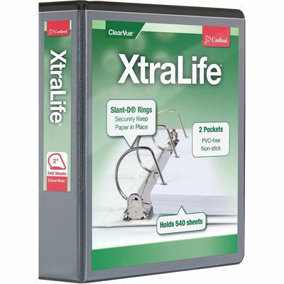 TOPS Cardinal Xtralife ClearVue Locking Slant-D Binder, Black, 8 1/2" Width x 11" Length, CRD26321
