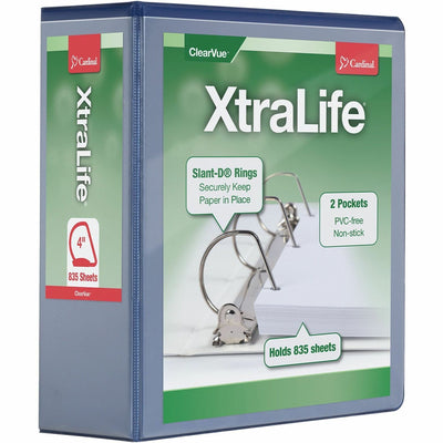 TOPS Cardinal Xtralife ClearVue Locking Slant-D Binder, Blue, 8 1/2" Width x 11" Length, CRD26342