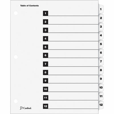 TOPS Cardinal OneStep Numbered Index System, White, 8.50" Width x 11" Length, 1 Set — view 1