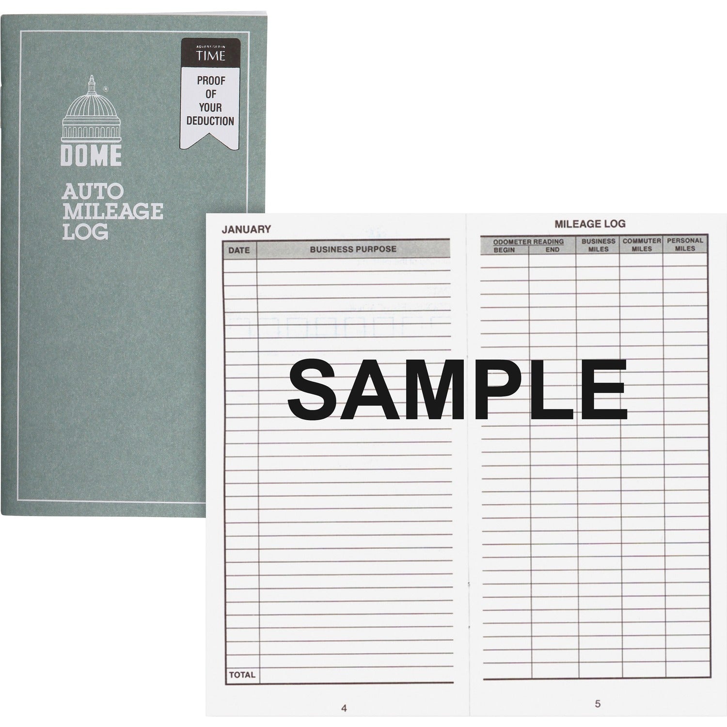 Dome Auto Mileage Log, 1 Each