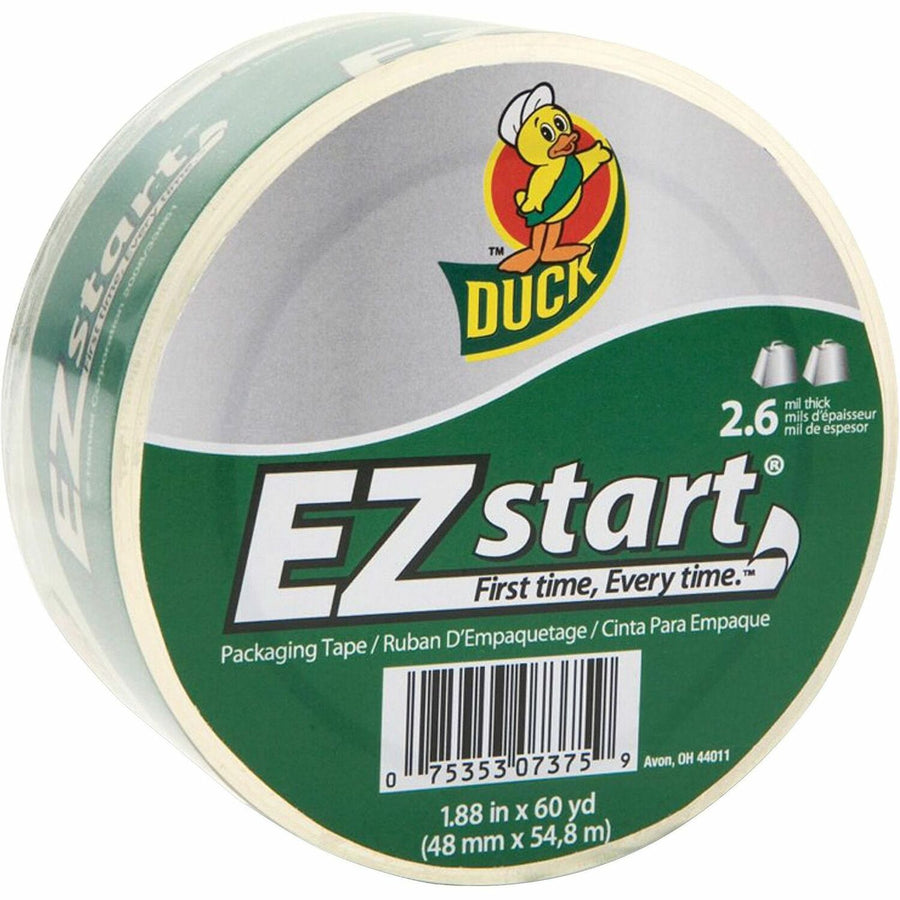 Duck Brand Brand EZ START Packaging Tape, Clear, 1.88", 60 yd, 3", Non-yellowing, 1 Roll, DUCCS-60C