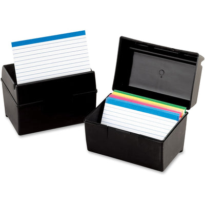 TOPS Oxford Plastic Index Card Boxes with Lids, Black, 6EA/CT — view 1