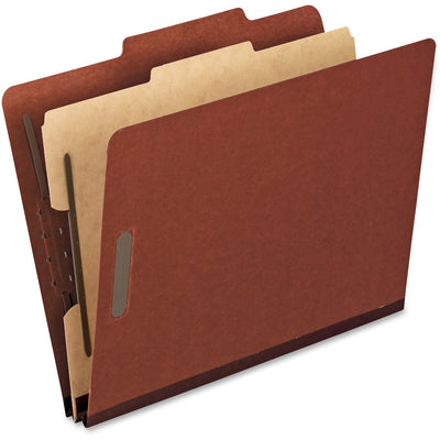 TOPS Pendaflex 2/5 Tab Cut Letter Recycled Classification Folder, Red, 8 1/2" Width x 11" Length, 10 / Box — view 1