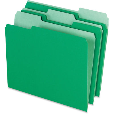 TOPS Pendaflex 1/3 Tab Cut Letter Recycled Top Tab File Folder, Green, 8 1/2" Width x 11" Length, 100 / Box, PFX15213BGR