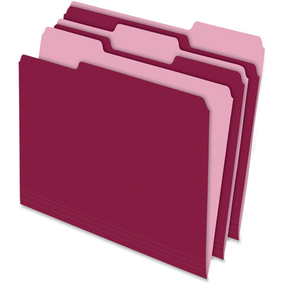 TOPS Pendaflex 1/3 Tab Cut Letter Recycled Top Tab File Folder, Burgundy, 8 1/2" Width x 11" Length, 100 / Box, PFX15213BUR