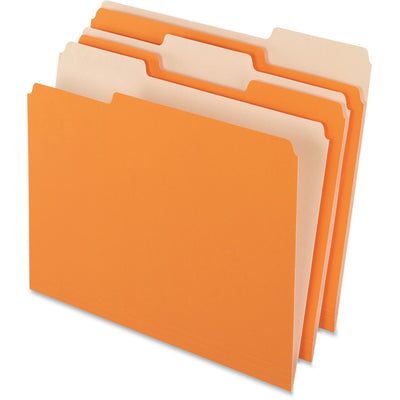 TOPS Pendaflex 1/3 Tab Cut Letter Recycled Top Tab File Folder, Orange, 8 1/2" Width x 11" Length, 100 / Box — view 1