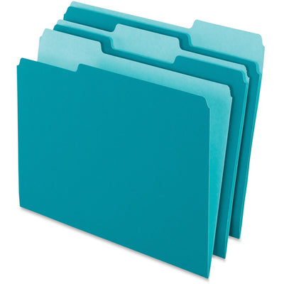 TOPS Pendaflex 1/3 Tab Cut Letter Recycled Top Tab File Folder, Teal, 8 1/2" Width x 11" Length, 100 / Box, PFX15213TEA