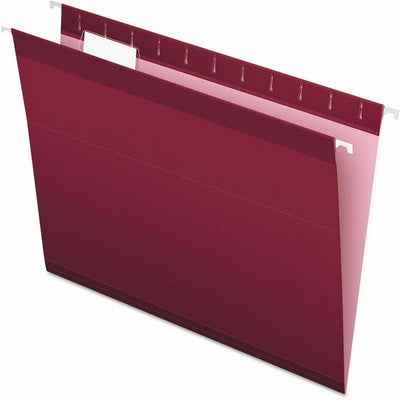 TOPS Pendaflex 1/5 Tab Cut Letter Hanging Folder, Burgundy, 8 1/2" Width x 11" Length, 25 / Box, PFX415215BUR