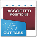 TOPS Pendaflex 1/5 Tab Cut Letter Hanging Folder, Burgundy, 8 1/2" Width x 11" Length, 25 / Box, PFX415215BUR