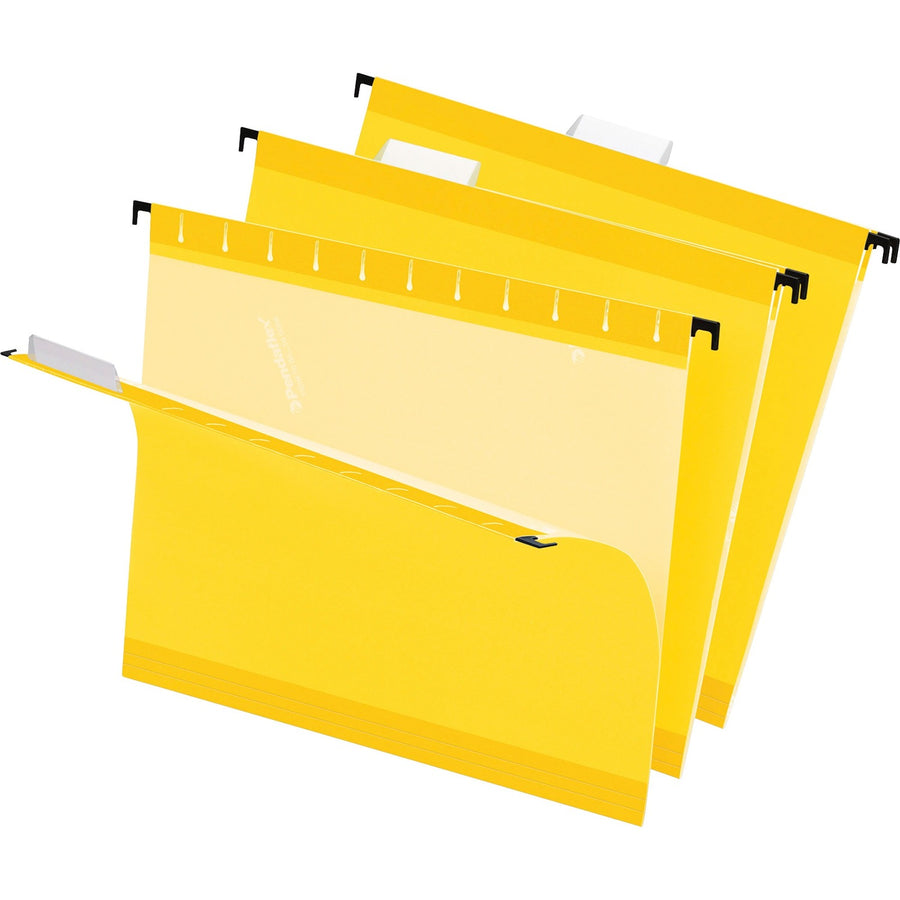 TOPS Pendaflex 1/5 Tab Cut Letter Recycled Hanging Folder, Yellow, 8 1/2" Width x 11" Length, 25 / Box — view 1