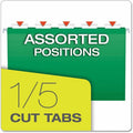 TOPS Pendaflex 1/5 Tab Cut Legal Hanging Folder, Bright Green, 8 1/2" Width x 14" Length, 25 / Box, PFX415315BGR
