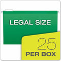 TOPS Pendaflex 1/5 Tab Cut Legal Hanging Folder, Bright Green, 8 1/2" Width x 14" Length, 25 / Box, PFX415315BGR