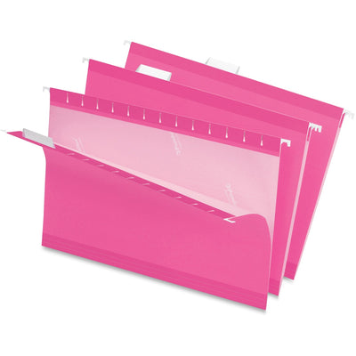 TOPS Pendaflex 1/5 Tab Cut Legal Recycled Hanging Folder, Pink, 8 1/2" Width x 14" Length, 25 / Box — view 1