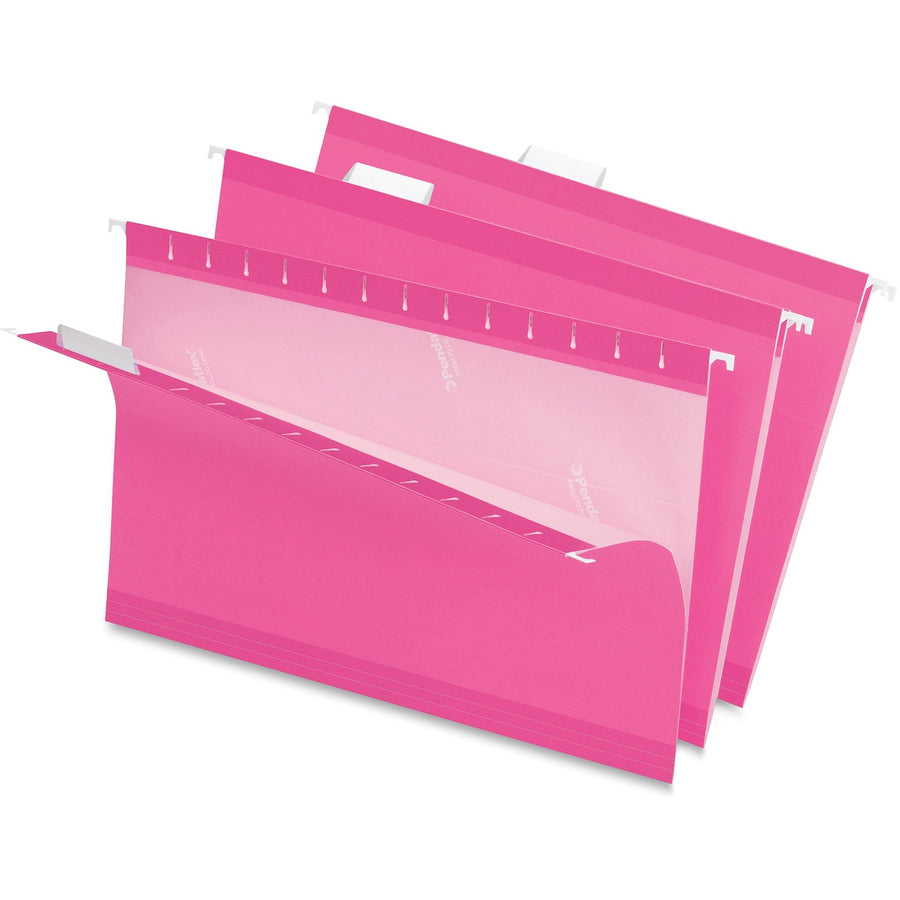 TOPS Pendaflex 1/5 Tab Cut Legal Recycled Hanging Folder, Pink, 8 1/2" Width x 14" Length, 25 / Box — view 1