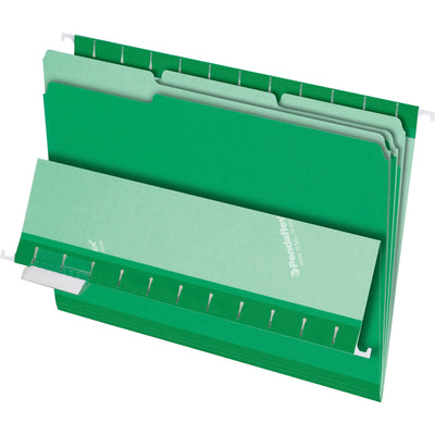 TOPS Pendaflex 1/3 Tab Cut Letter Recycled Top Tab File Folder, Green, 8 1/2" Width x 11" Length, 100 / Box, PFX421013BGR