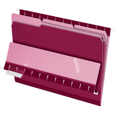 TOPS Pendaflex 1/3 Tab Cut Letter Recycled Top Tab File Folder, Burgundy, 8 1/2" Width x 11" Length, 100 / Box — view 1
