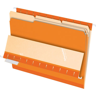 TOPS Pendaflex 1/3 Tab Cut Letter Recycled Top Tab File Folder, Orange, 8 1/2" Width x 11" Length, 100 / Box, PFX421013ORA