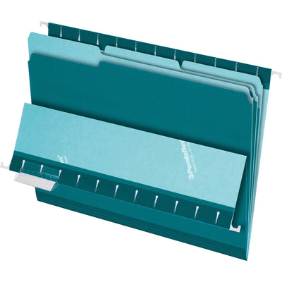 TOPS Pendaflex 1/3 Tab Cut Letter Recycled Top Tab File Folder, Teal, 8 1/2" Width x 11" Length, 100 / Box — view 1