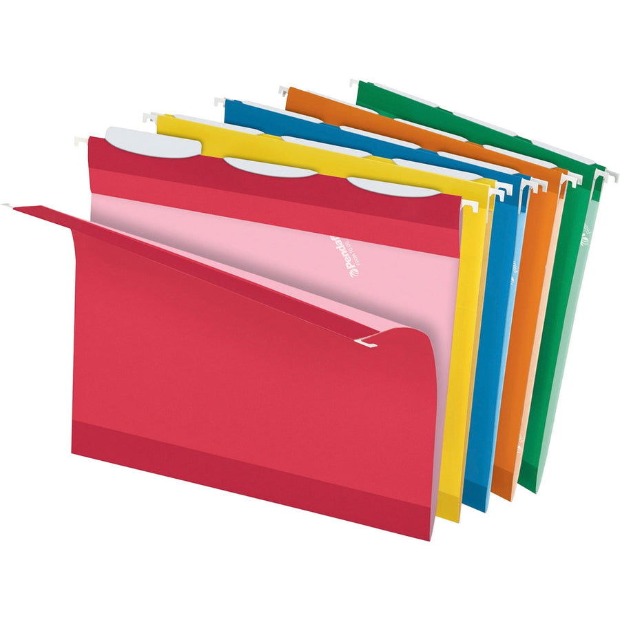 TOPS Pendaflex Ready-Tab 1/3 Tab Cut Letter Recycled Hanging Folder, Assorted, 8 1/2" Width x 11" Length, 25 / Box — view 1