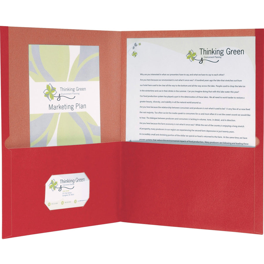 TOPS Oxford EarthWise Letter Recycled Pocket Folder, Red, 8 1/2" Width x 11" Length, 25 / Box — view 1