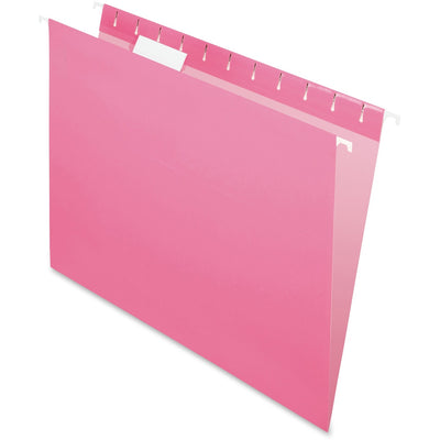 TOPS Pendaflex 1/5 Tab Cut Letter Recycled Hanging Folder, Pink, 8 1/2" Width x 11" Length, 25 / Box — view 1