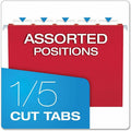 TOPS Pendaflex Essentials 1/5 Tab Cut Letter Recycled Hanging Folder, Blue, 8 1/2" Width x 11" Length, 25 / Box, PFX81612