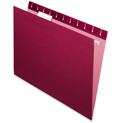 TOPS Pendaflex Essentials 1/5 Tab Cut Letter Recycled Hanging Folder, Burgundy, 8 1/2" Width x 11" Length, 25 / Box — view 1