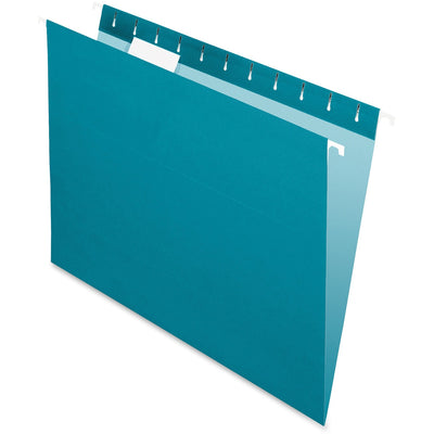 TOPS Pendaflex Essentials 1/5 Tab Cut Letter Recycled Hanging Folder, Teal, 8 1/2" Width x 11" Length, 25 / Box — view 1