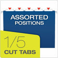 TOPS Pendaflex Essentials 1/5 Tab Cut Letter Recycled Hanging Folder, Navy Blue, 8 1/2" Width x 11" Length, 25 / Box, PFX81615
