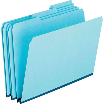 TOPS Pendaflex 1/3 Tab Cut Letter Recycled Top Tab File Folder, Blue, 8 1/2" Width x 11" Length, 25 / Box — view 1