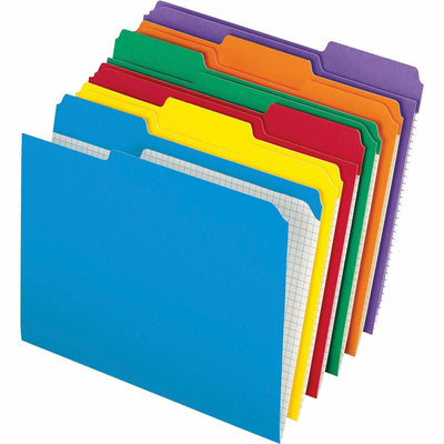 TOPS Pendaflex 1/3 Tab Cut Letter Recycled Top Tab File Folder, Assorted, 8 1/2" Width x 11" Length, 100 / Box — view 1