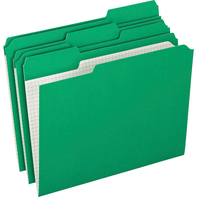 TOPS Pendaflex 1/3 Tab Cut Letter Recycled Top Tab File Folder, Green, 8 1/2" Width x 11" Length, 100 / Box, PFXR15213BGR