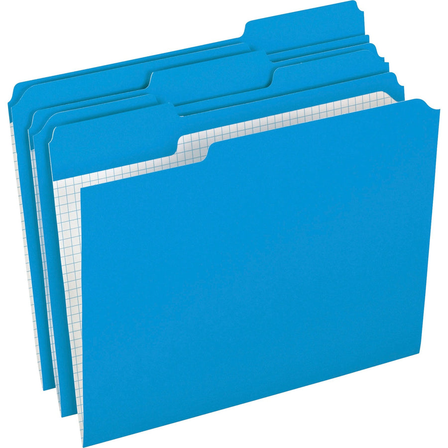 TOPS Pendaflex 1/3 Tab Cut Letter Recycled Top Tab File Folder, Blue, 8 1/2" Width x 11" Length, 100 / Box — view 1