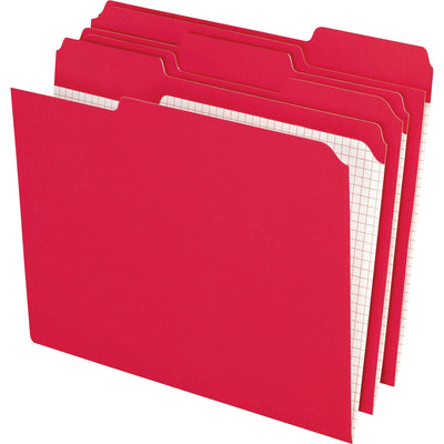 TOPS Pendaflex 1/3 Tab Cut Letter Recycled Top Tab File Folder, Red, 8 1/2" Width x 11" Length, 100 / Box — view 1