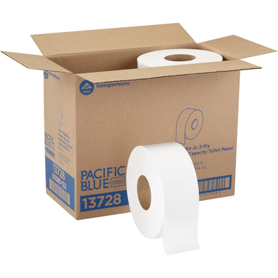 Georgia Pacific . Pacific Blue Select Jumbo Jr. Toilet Paper, White, 8 / Carton, GPC13728