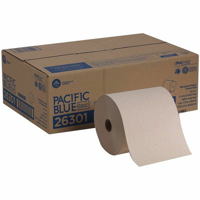 Georgia Pacific . Pacific Blue Basic Recycled Hardwound Paper Roll Towel, Brown, 6 / Carton, GPC26301