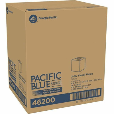 Georgia Pacific . Pacific Blue Select Facial Tissue by GP Pro - Cube Box, White, 100 / Box, GPC46200