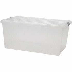 IRIS Clear Storage Boxes with Lids, 5 / Carton, IRS100101