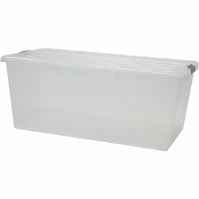 IRIS Clear Storage Boxes with Lids, 4 / Carton, IRS100201