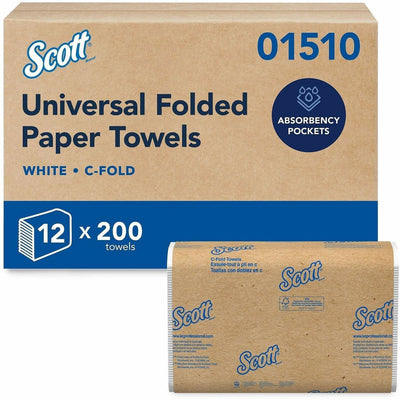 Kimberly-Clark Scott Essential C Fold Paper Towels with Fast-Drying Absorbency Pockets, White, 12 / Carton, KCC01510