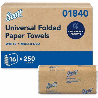 Kimberly-Clark Scott Multifold Paper Towels with Absorbency Pockets, White, 16 / Carton, KCC01840