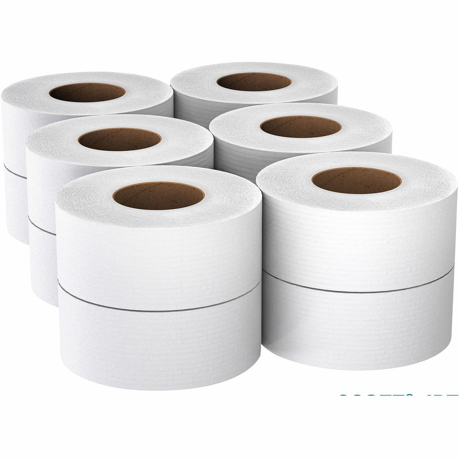Scott High-Capacity Jumbo Roll Toilet Paper, White, 1 Carton, KCC07805