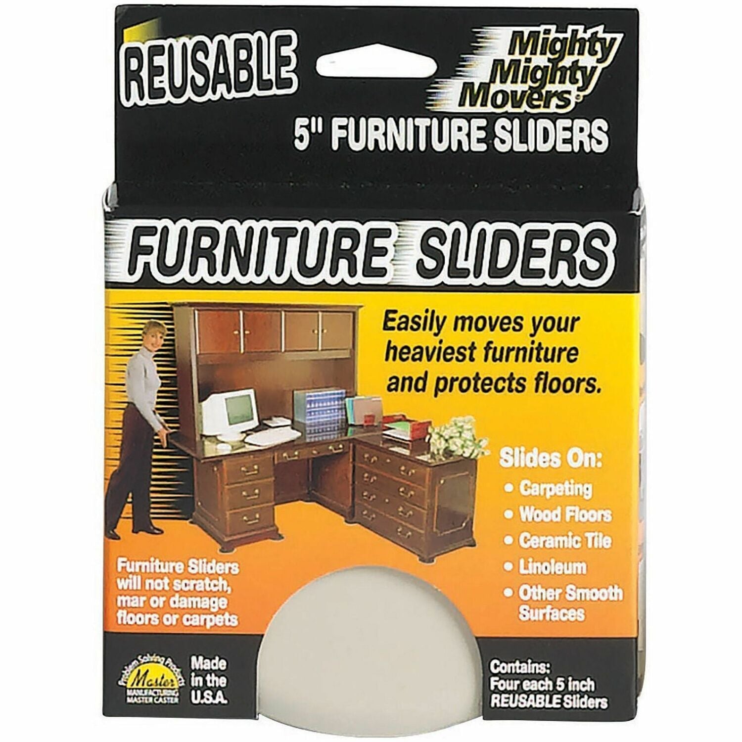 Mighty Movers Furniture Sliders, Reusable, 1 Pack