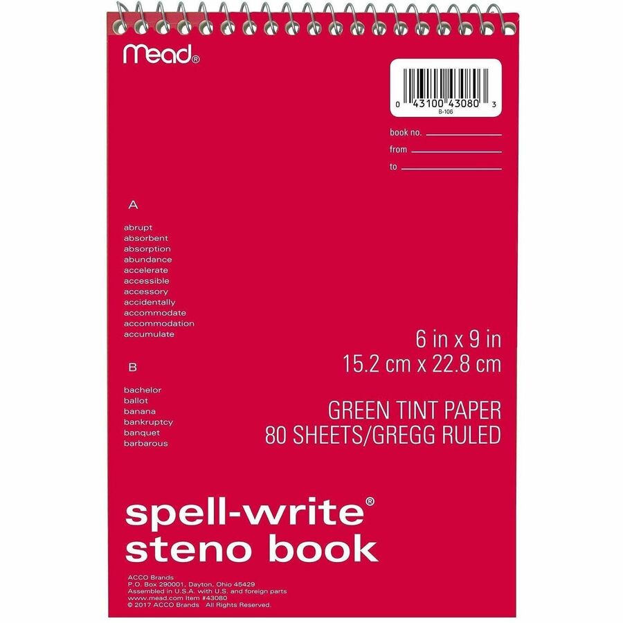 Mead Spell-Write Steno Book, 1 Each