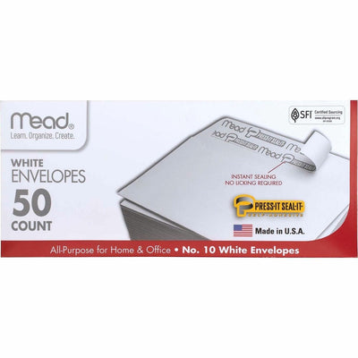 ACCO Mead Plain White Self-Seal Business Envelopes, 1 Box, MEA75024